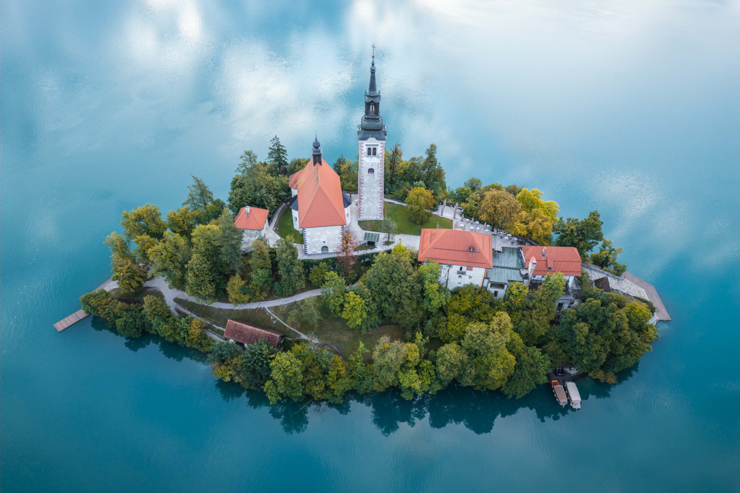 Bleder See Inselkirche Blejski Otok Drone Landschaftsfotografie